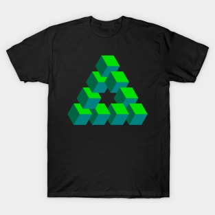 Optical illusion triangle #8 - greens T-Shirt